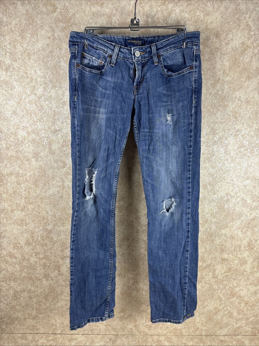 Levi's Too Superlow 524 Jeans Juniors Size 7 M Straight Distressed Y2K